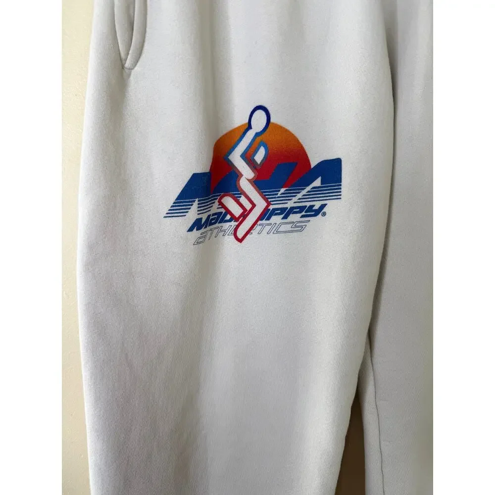 Madhappy Jogger Sweatpants Men’s Small‎ White Athletic Graphic Lounge Pants